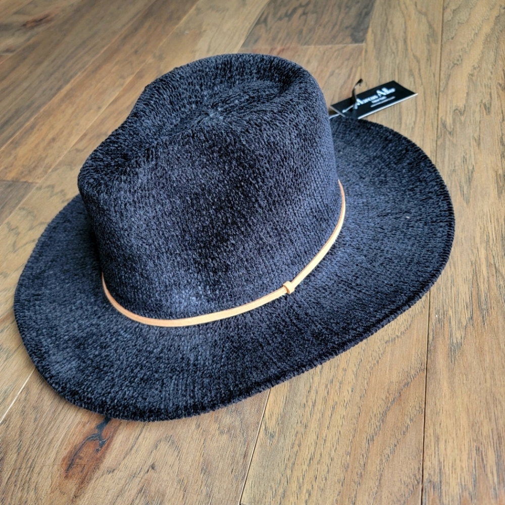 Last 1! 💥NEW Marcus Adler New York Corduroy Cowboy Cowgirl Fedora Hat  - Black - Picture 2 of 7